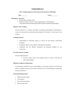 Training Module No. 9 1 Day Training Program on Soil Conservation