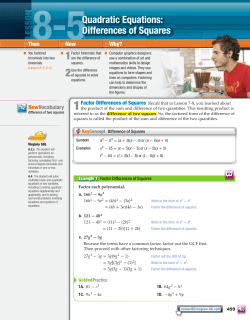 Quadratic Equations: Differences of Squares - Algebra 1