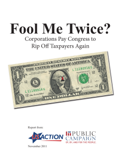 Fool Me Twice? Corporations Pay Congress to Rip Off Taxpayers