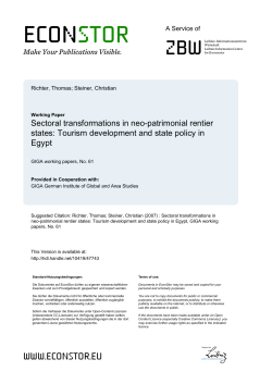 Tourism Development and State Policy in Egypt