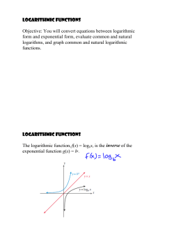 Logarithmic functions Objective: You will convert equations between