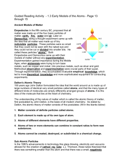 Guided Reading Activity - 1.3 Early Models of the Atoms