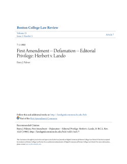 Editorial Privilege: Herbert v. Lando