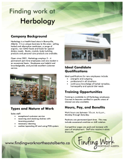 Herbology - Finding Work Northeast Alberta