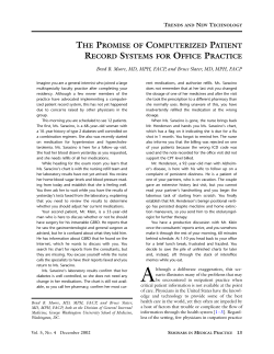 The Promise of Computerized Patient Record Systems for Office