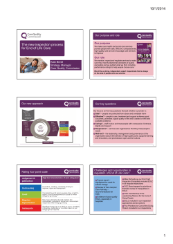 CQC`s new inspection approach and End of Life Care