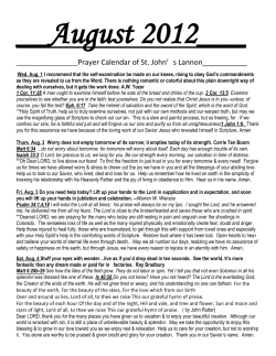 Prayer Calendar of St. John` s Lannon