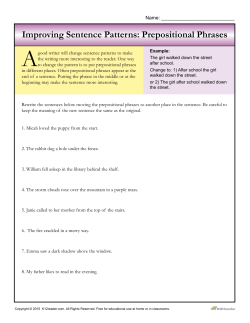 Improving Sentence Patterns: Prepositional Phrases