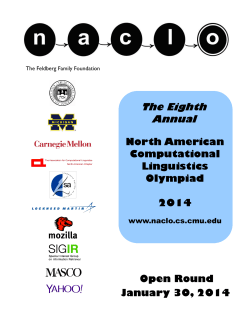Round 1 Problems - North American Computational Linguistics