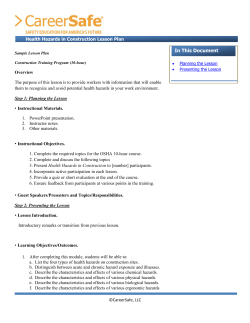 Health Hazards in Construction Lesson Plan