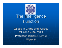 The Intelligence Function Week 6
