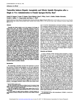 Tamoxifen Induces Hepatic Aneuploidy and Mitotic Spindle