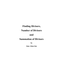 Finding Divisors, Number of Divisors and Summation of