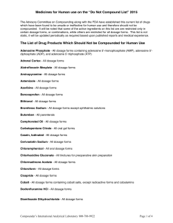 Do Not Compound List 2015 - Compounder`s International