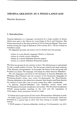 AMARNA-AKKADIAN AS A MIXED LANGUAGE Maarten Kossmann