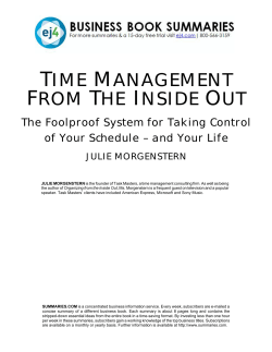 TIME MANAGEMENT FROM THE INSIDE OUT