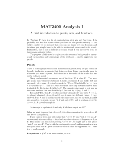 Notes on proofs, sets and functions