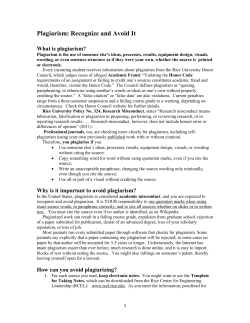 Plagiarism: Recognize and Avoid It
