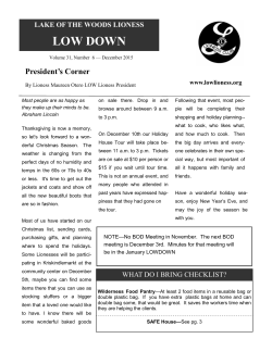 Lowdown for December 2015 - LOW Lioness Celebrate Our Nation`s