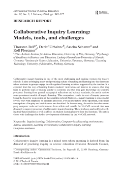 Collaborative Inquiry Learning: Models, tools