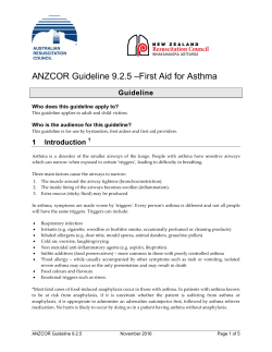 ANZCOR Guideline 9.2.5- First Aid for Asthma