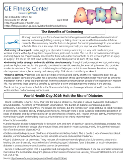 The Benefits of Swimming World Health Day 2016: Halt the Rise of
