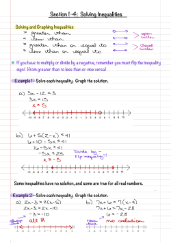 Section 1-4: Solving Inequalities