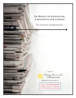 ON BEhAlF OF JOURNAliSM: A MANiFEStO FOR ChANGE BY