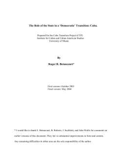 The Role of the State in a `Democratic` Transition: Cuba