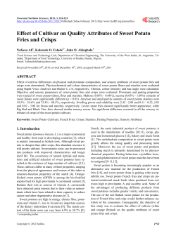 Effect of Cultivar on Quality Attributes of Sweet Potato Fries and Crisps