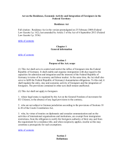 Act on the Residence, Economic Activity and Integration of