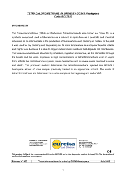 TETRACHLOROMETHANE IN URINE BY GC/MS Headspace Code