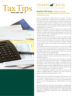 Benefits for Main Street: Emergency Economic Stabilization Act of