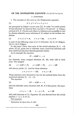 ON THE DIOPHANTINE EQUATION x3+y3+z3=x+y+z