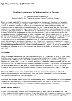 Diesel particulate matter (DPM) in workplaces in Germany