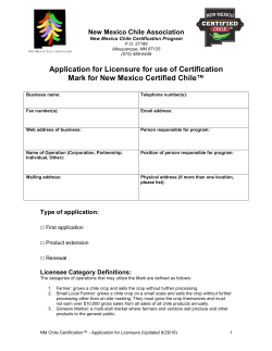 Licensee Application - New Mexico Certified Chile
