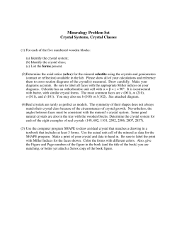Mineralogy Problem Set Crystal Systems, Crystal Classes