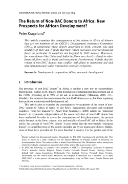 The Return of Non-DAC Donors to Africa: New Prospects for