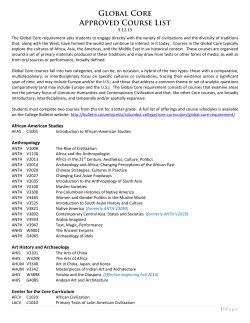 Global Core &ndash; DRAFT List of Approved Courses