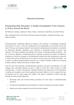 Executive Summary Entrepreneurship Education: A Global