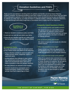 Donation Guidelines and FAQ`s - Peyton Manning Children`s Hospital