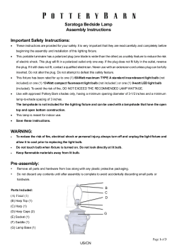 Saratoga Bedside Lamp Assembly Instructions Important Safety