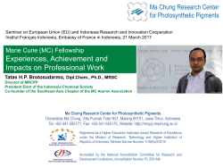 Marie Curie Fellowship: Experiences, Achievement and