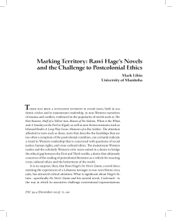 Marking Territory: Rawi Hage`s Novels and the Challenge to