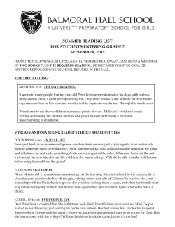 summer reading list for students entering grade 7 september, 2015