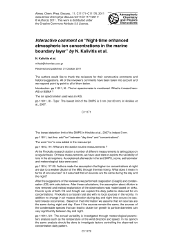 Interactive comment on &ldquo;Night-time enhanced atmospheric ion