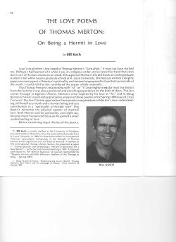 THE LOVE POEMS OF THOMAS MERTON: On Being a Hermit in Love