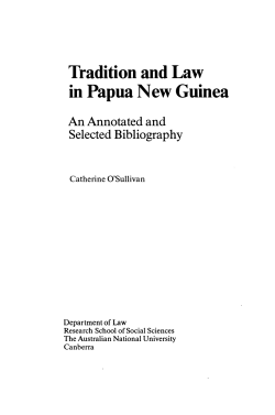 Tradition and Law in Papua New Guinea