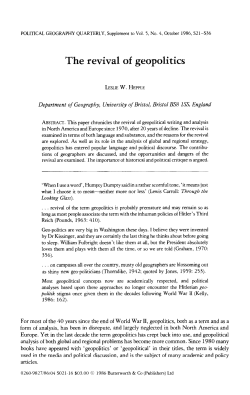 The revival of geopolitics