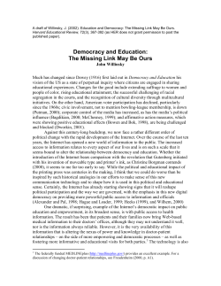 Democracy and Education: The Missing Link May Be Ours